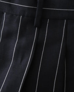 DORMEUIL / STRIPED DOUBLE PLEATED SHORT TROUSERS