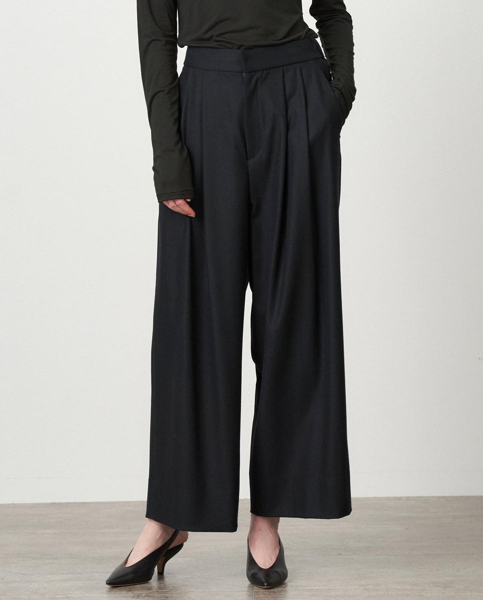 ATON エイトン SHRINK FLANNEL WIDE EASY PANTS - スラックス