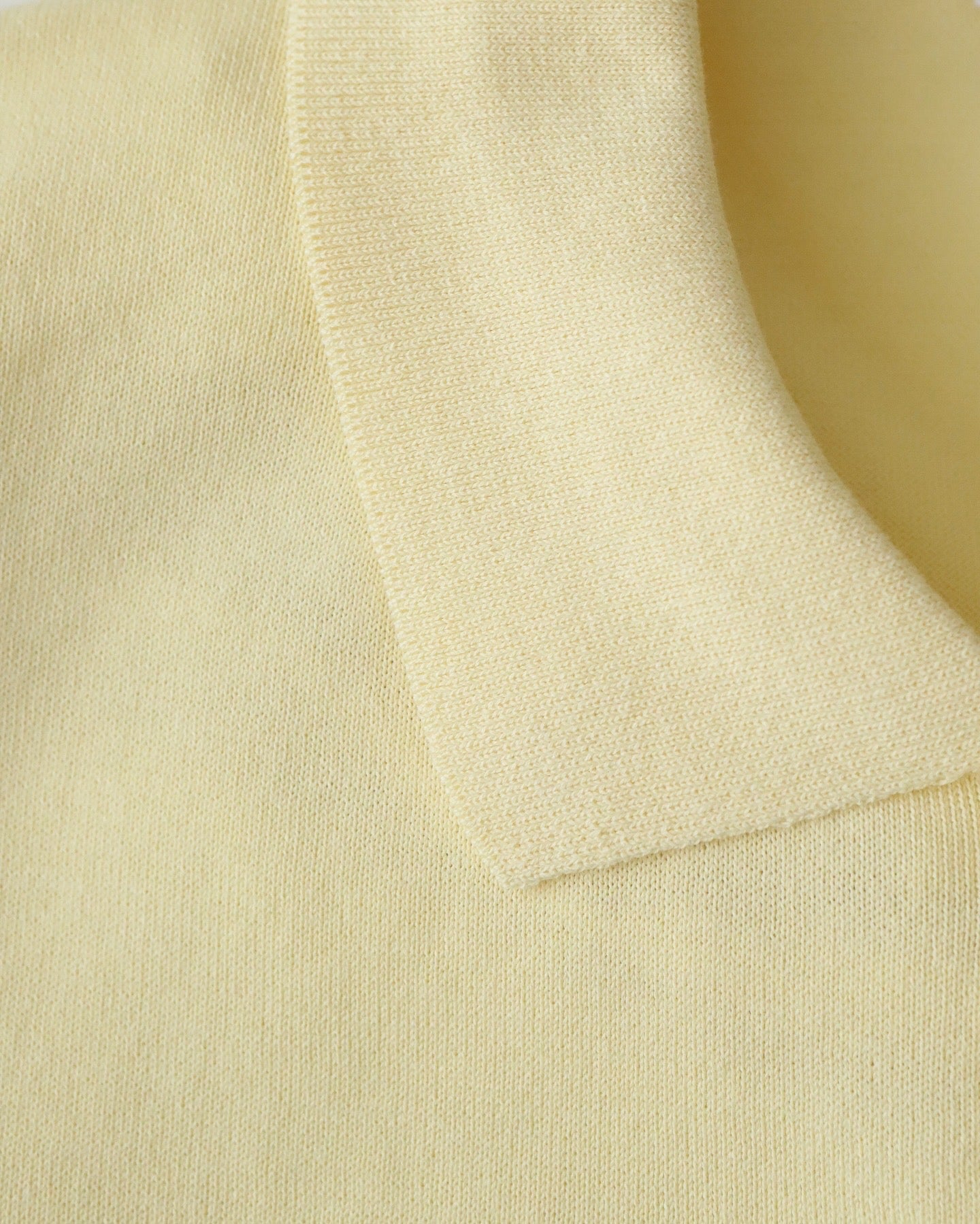 COTTON WASHI KNIT HALF SLEEVE POLO SWEATER
