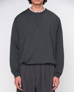 WOOL KNIT HENLEY NECK SWEATER