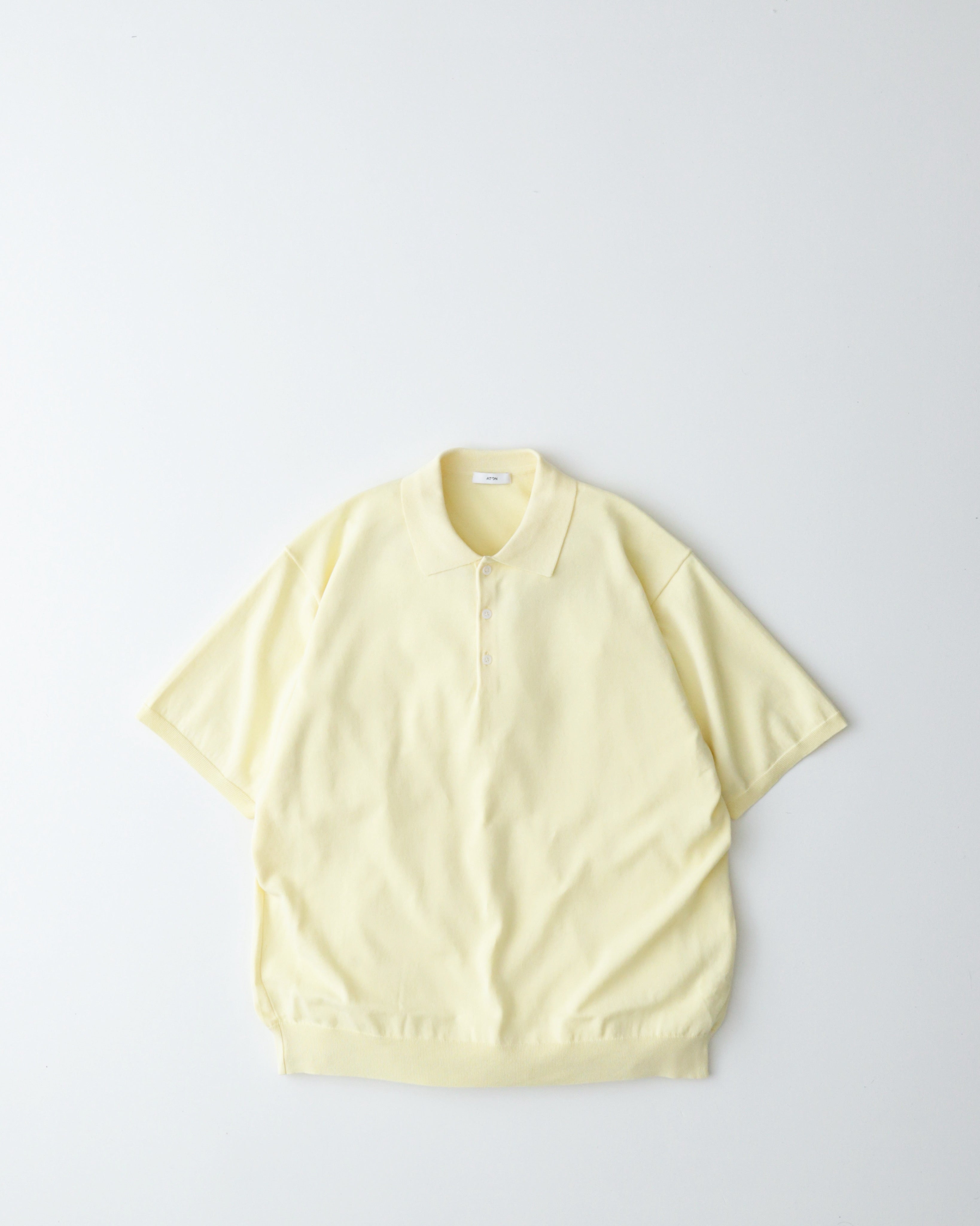 COTTON WASHI KNIT HALF SLEEVE POLO SWEATER