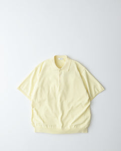 COTTON WASHI KNIT HALF SLEEVE POLO SWEATER