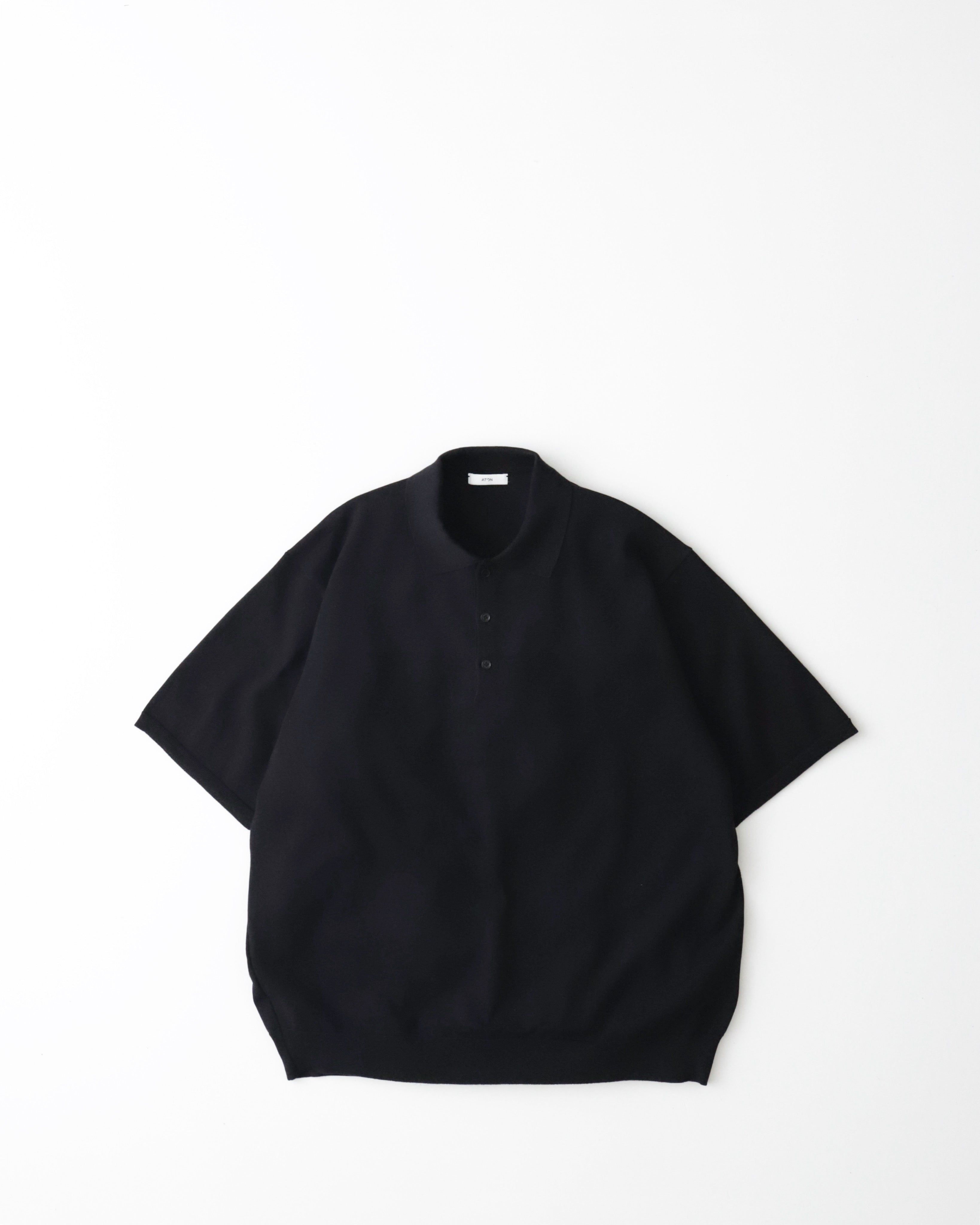 COTTON WASHI KNIT HALF SLEEVE POLO SWEATER