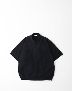 COTTON WASHI KNIT HALF SLEEVE POLO SWEATER