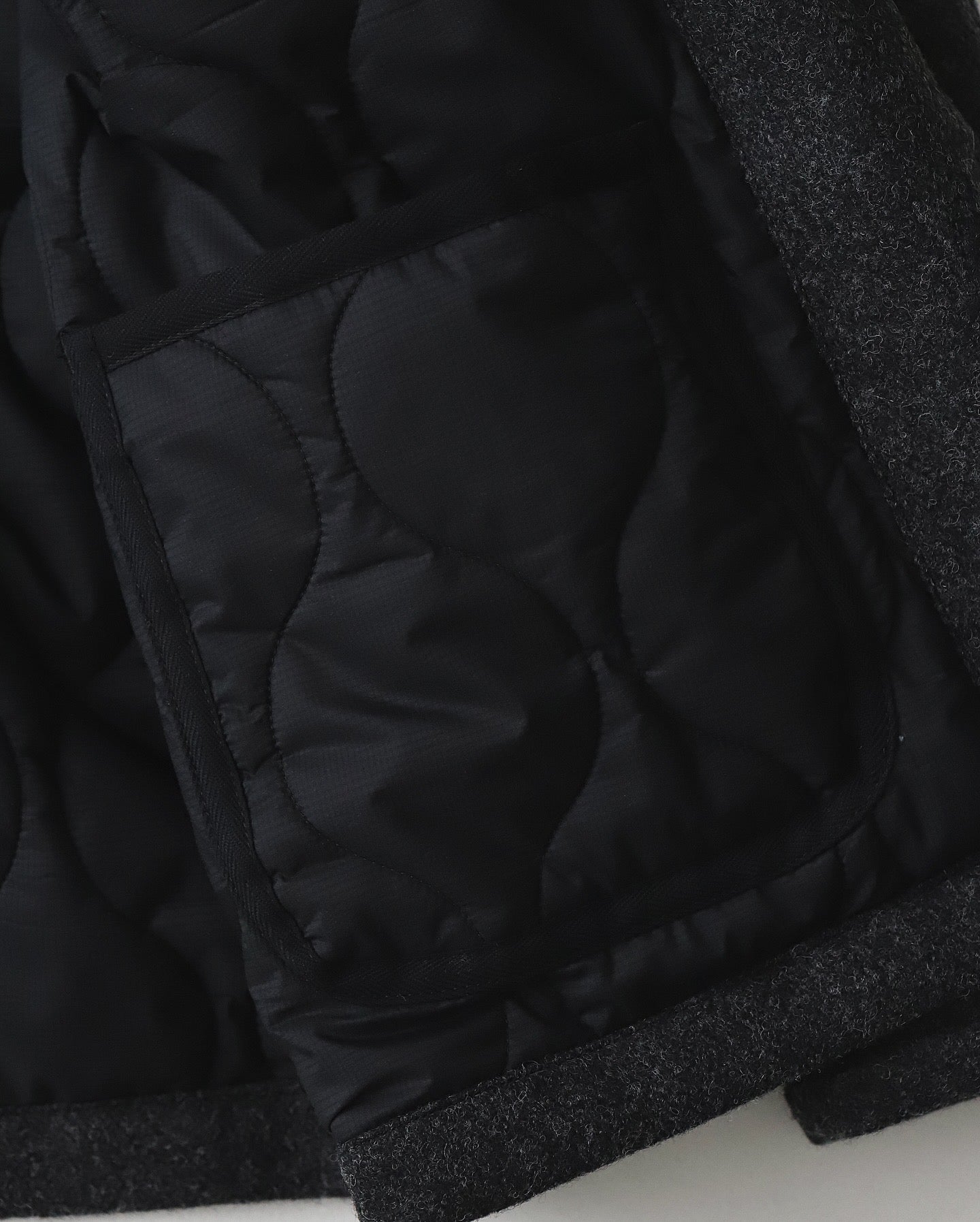 WOOL TWEED HERRINGBONE 3B QUILTED LINING JACKET