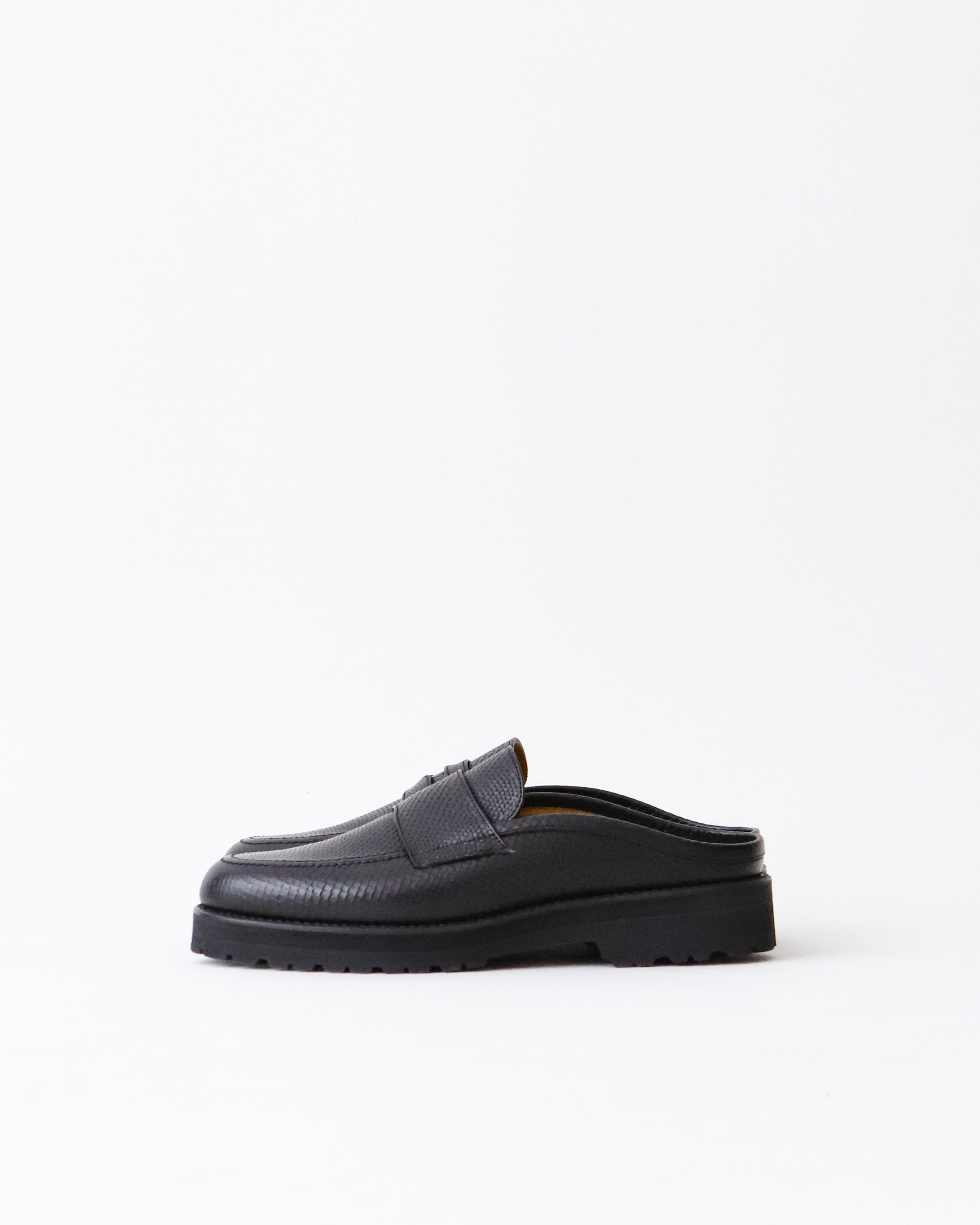 COIN LOAFER MULE SNAKE BLACK