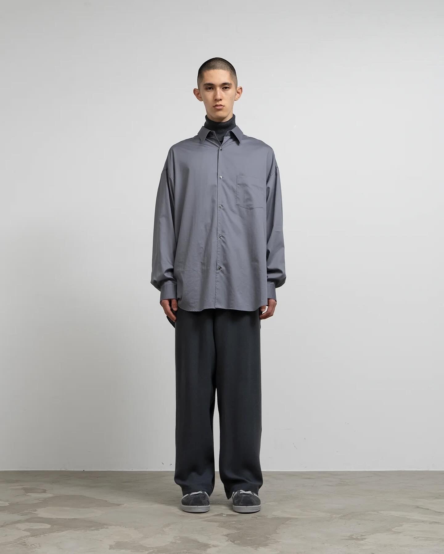 SILICON POPLIN OVERSIZED REGULAR COLLAR SHIRT