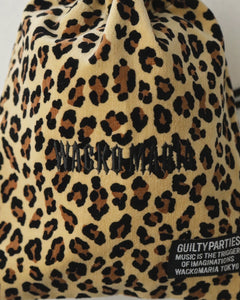 LEOPARD VELOUR DRAWSTRING BAG