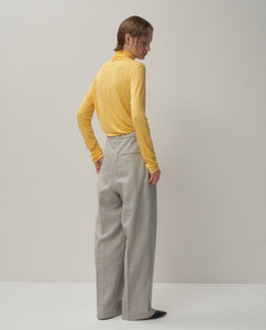 LINEN WOOL TWILL TUCKED EASY PANTS（WOMEN）