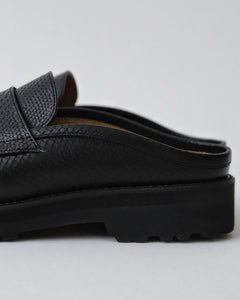 COIN LOAFER MULE SNAKE BLACK