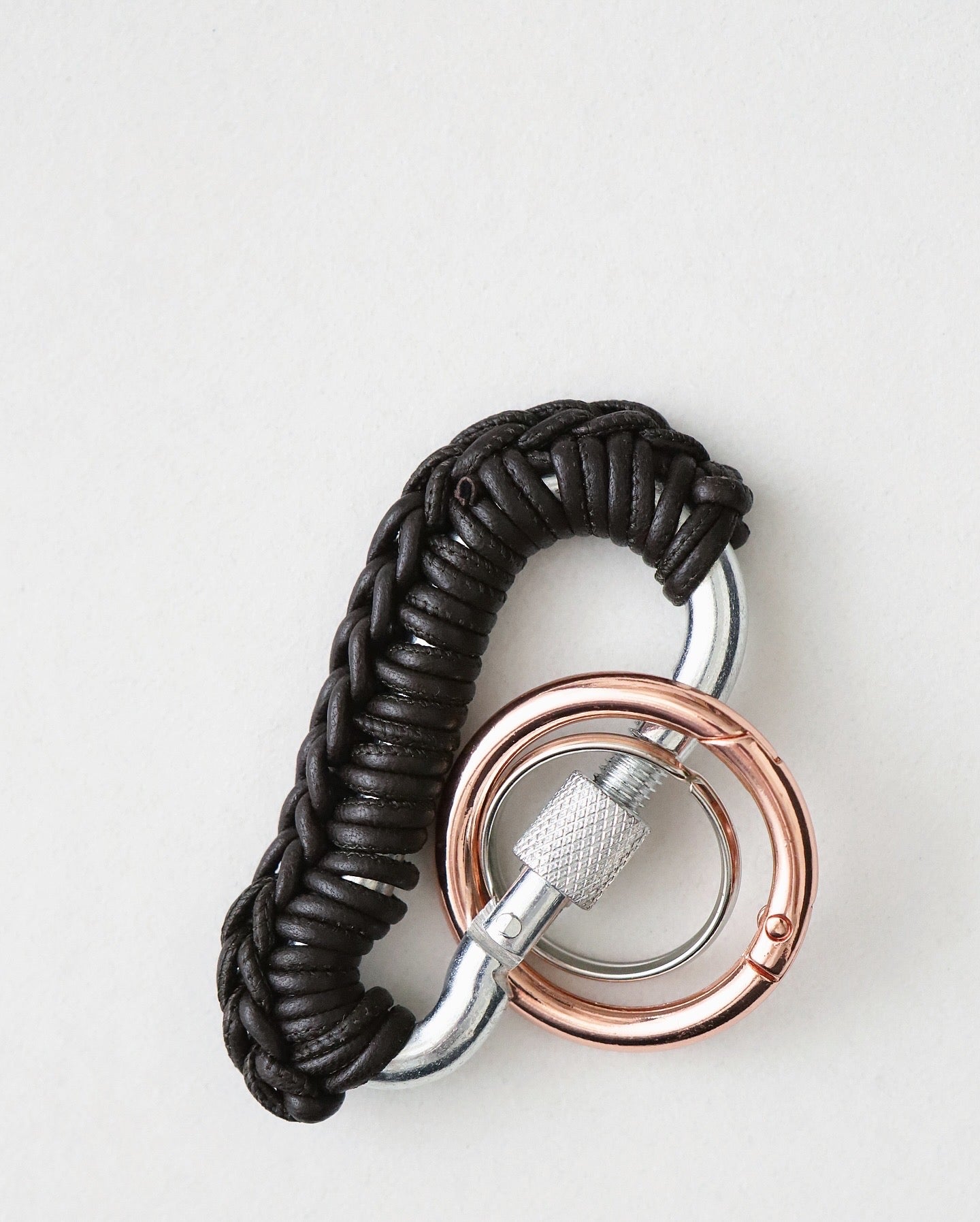 BROWN LEATHER CARABINER BY AURELIE MATHIGOT