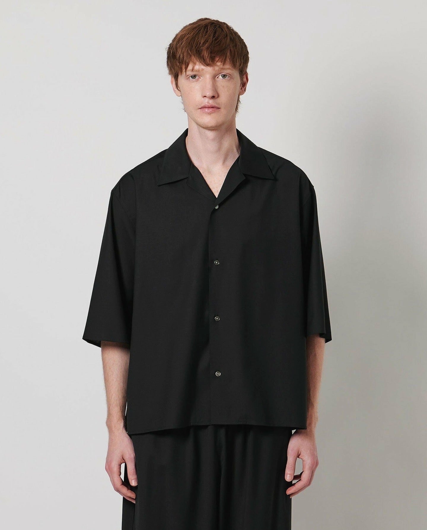 WOOL TROPICAL OPEN COLLAR SHIRT