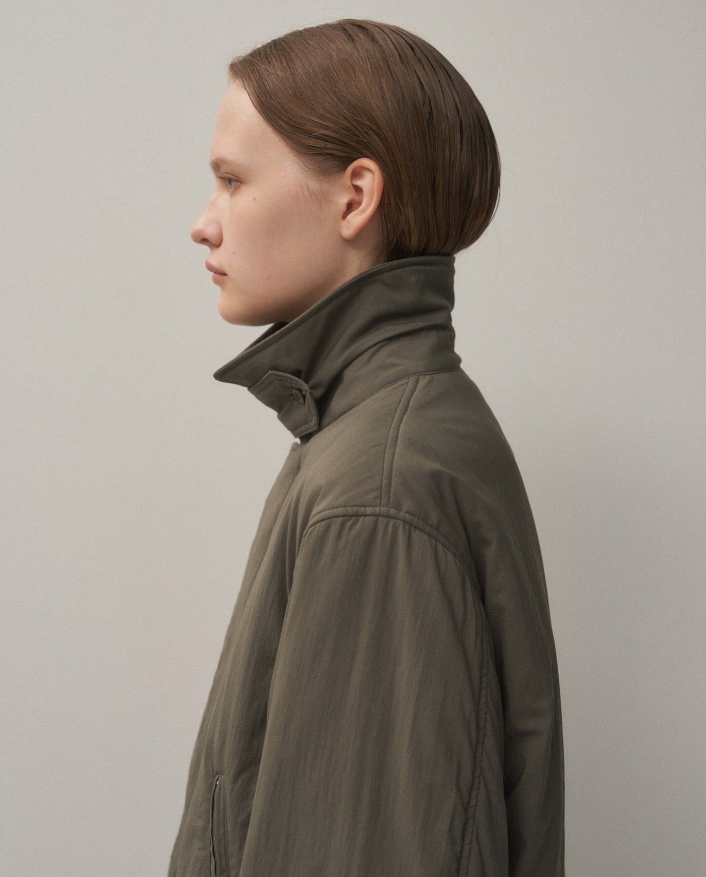 MAT AIRY NYLON WOOL PADDED HARRINGTON JACKET