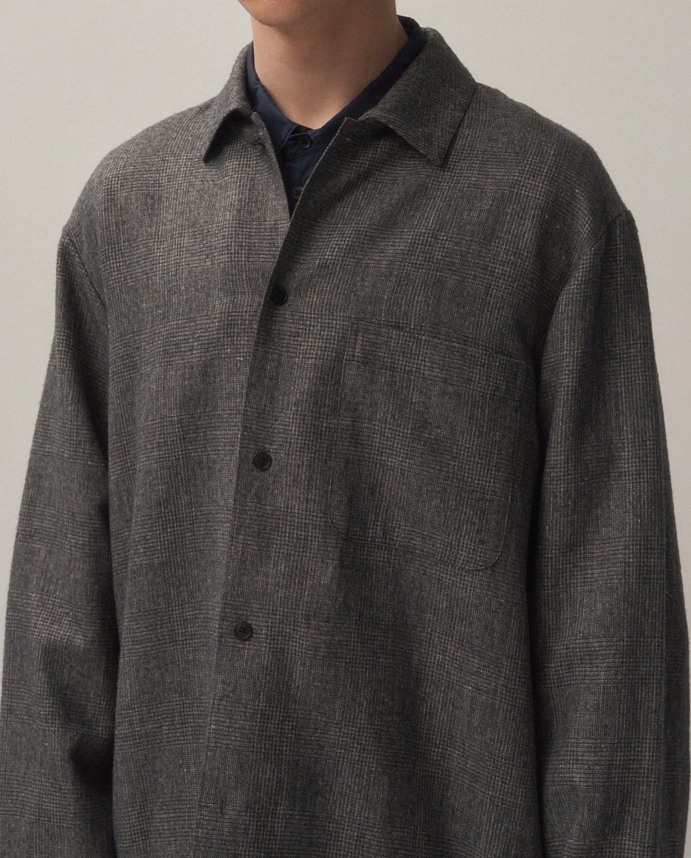 LINEN WOOL TWILL SHIRT JACKET