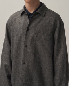 LINEN WOOL TWILL SHIRT JACKET