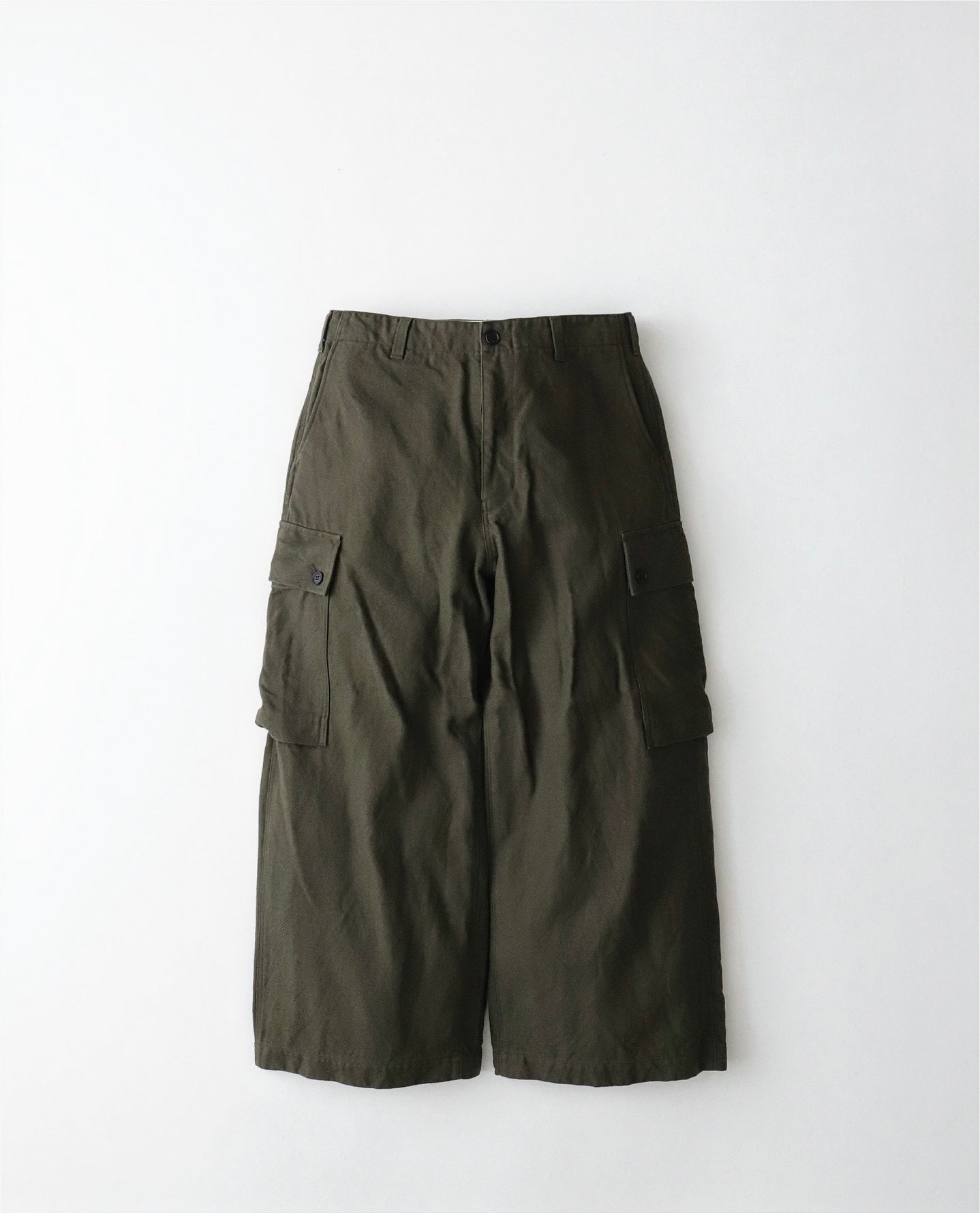 CARGO PANTS COTTON WOOL ARMY SERGE