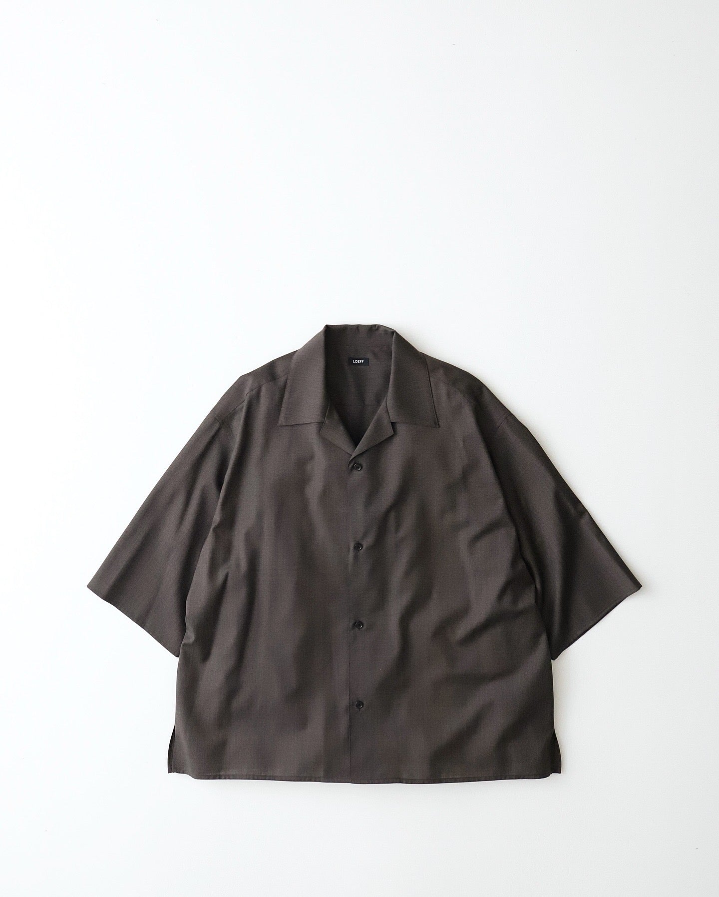 WOOL TROPICAL OPEN COLLAR SHIRT