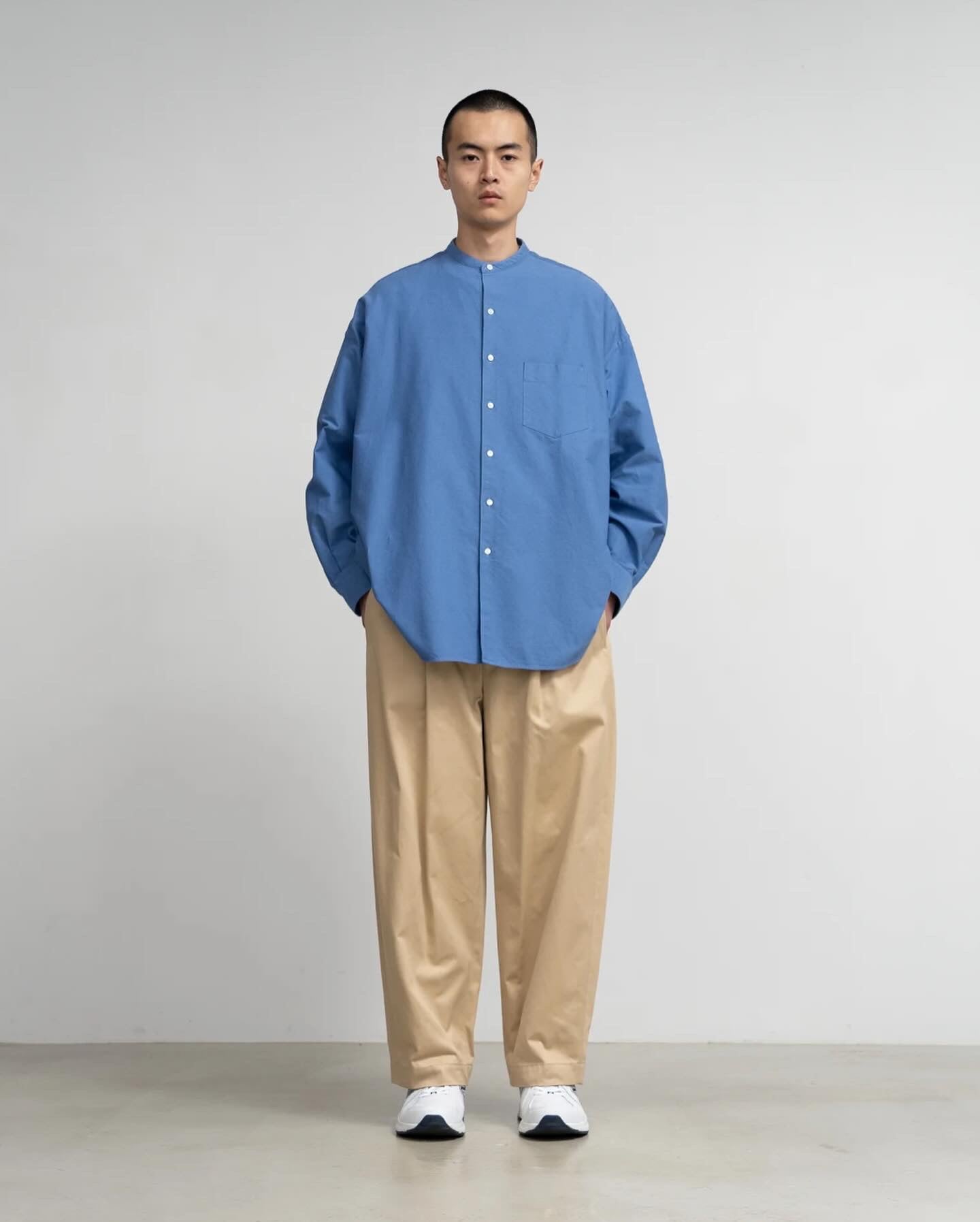 OXFORD OVERSIZED BAND COLLAR SHIRT