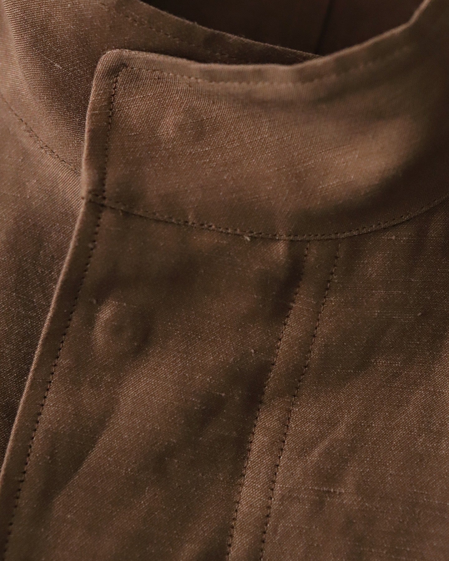 BACK SATIN LINEN CUPRO SHORT MODS COAT