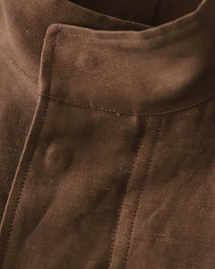BACK SATIN LINEN CUPRO SHORT MODS COAT
