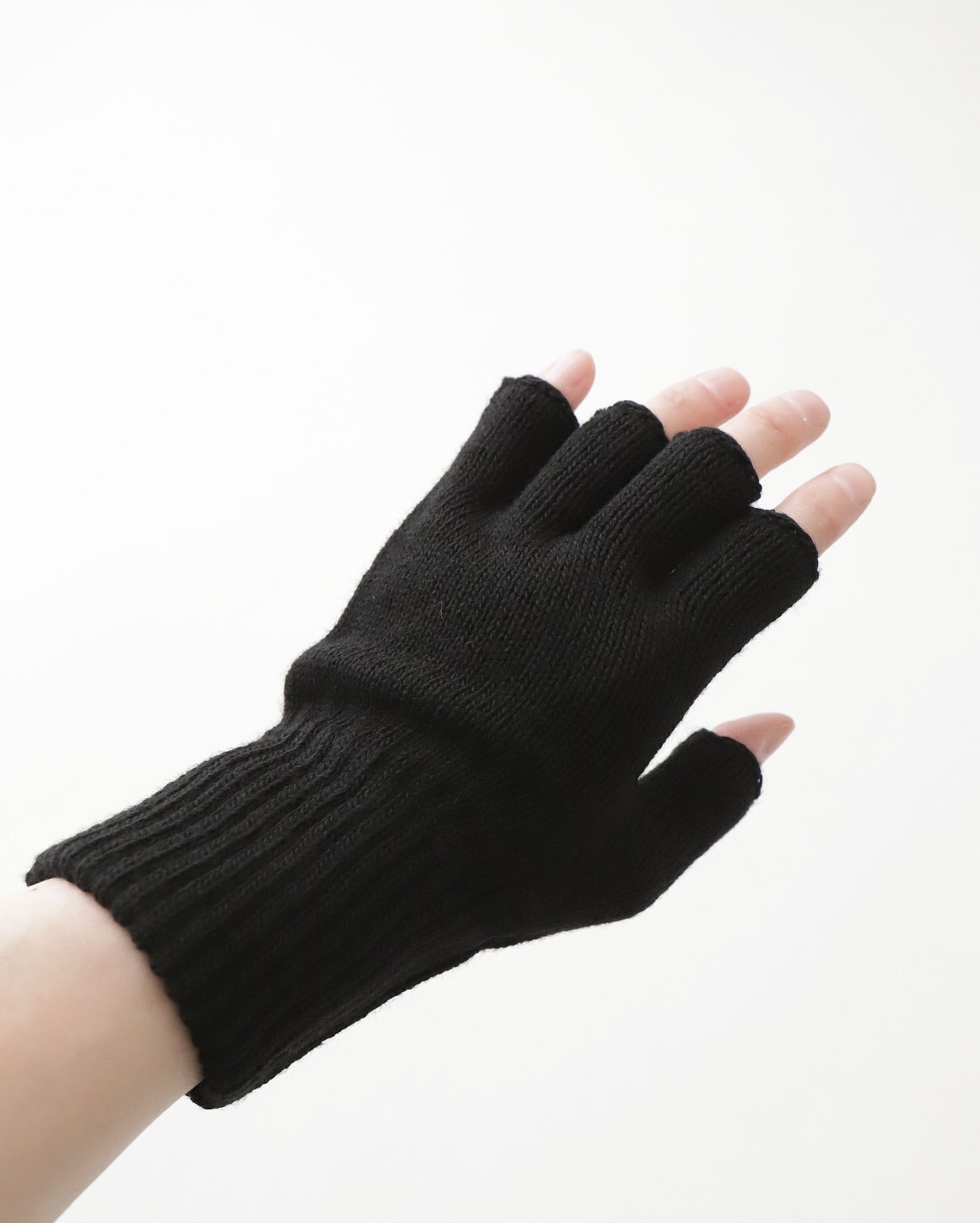THERMAL RIB KNIT FINGERLESS GLOVES
