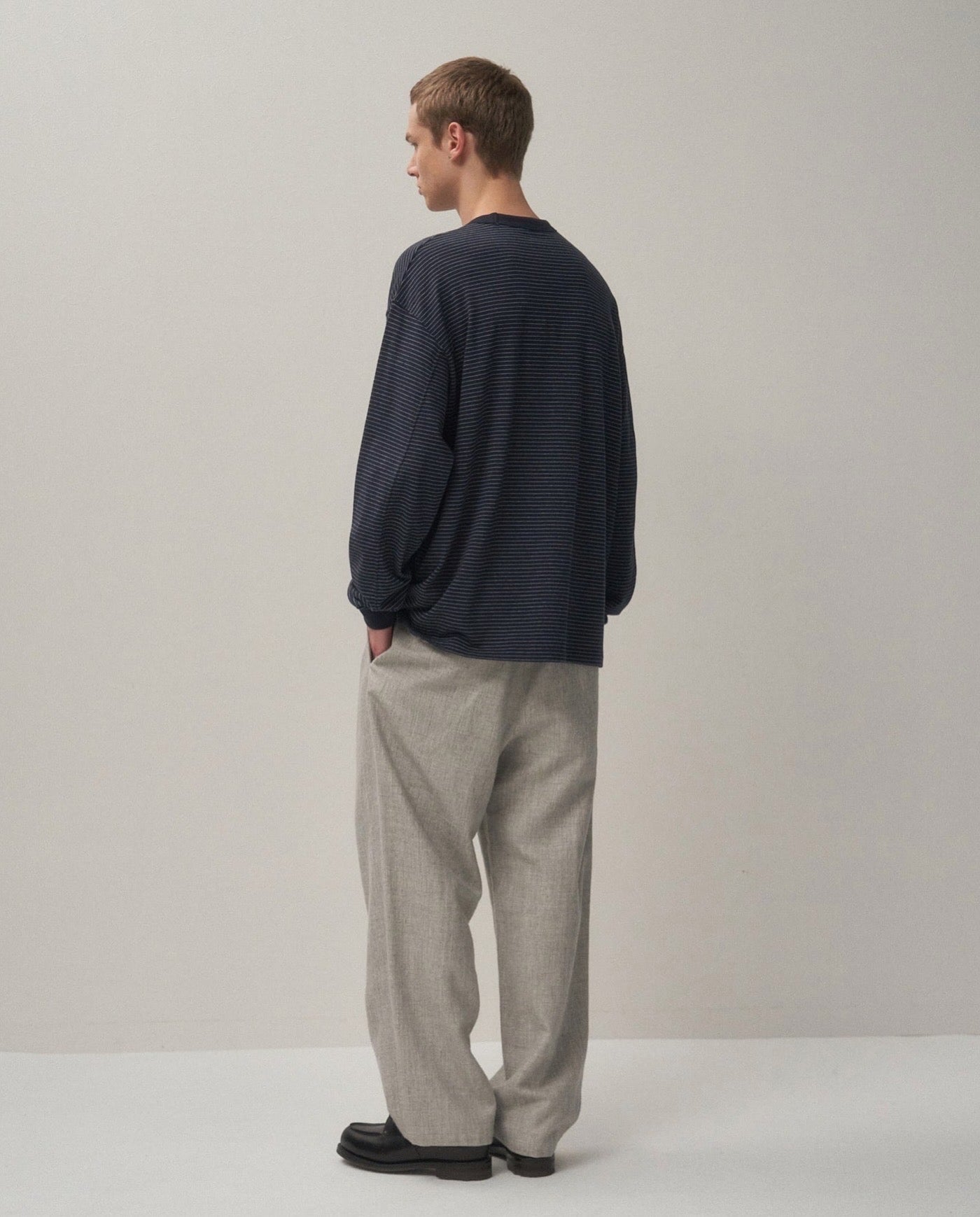 LINEN WOOL TWILL LOOSE FIT PANTS