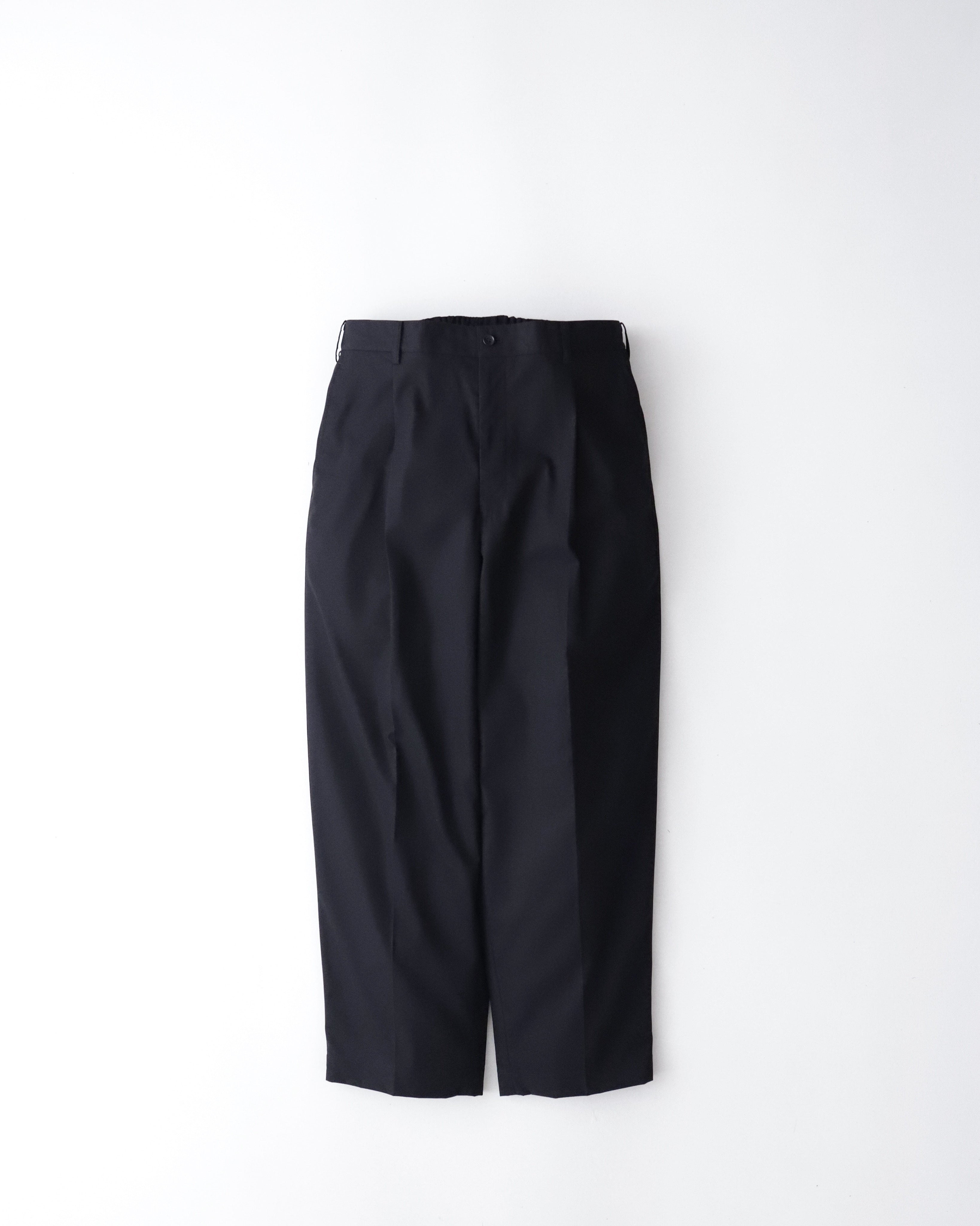 WOOLY COTTON TWILL WIDE TAPERED SLACKS