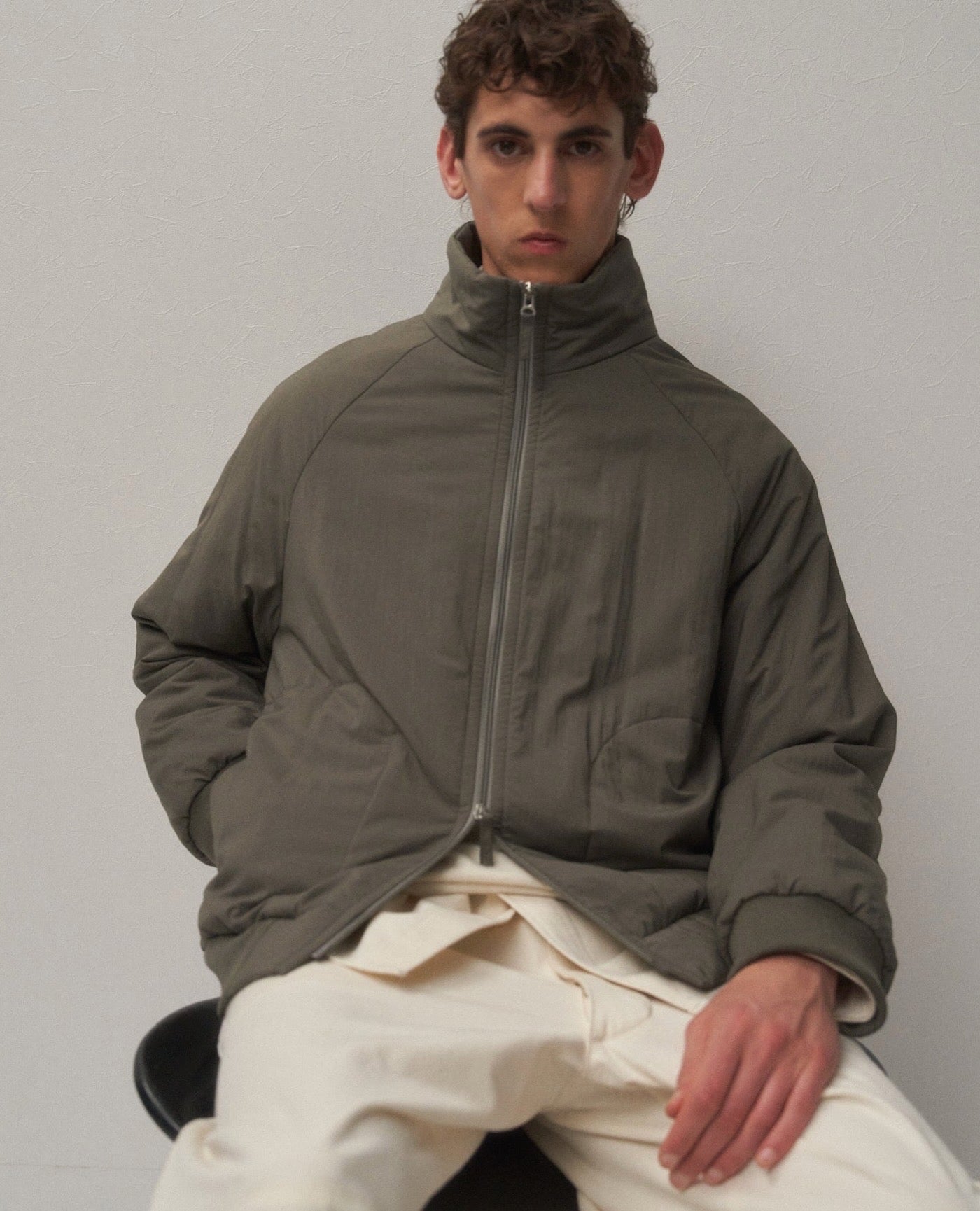 MAT AIRY NYLON WOOL PADDED STAND JACKET