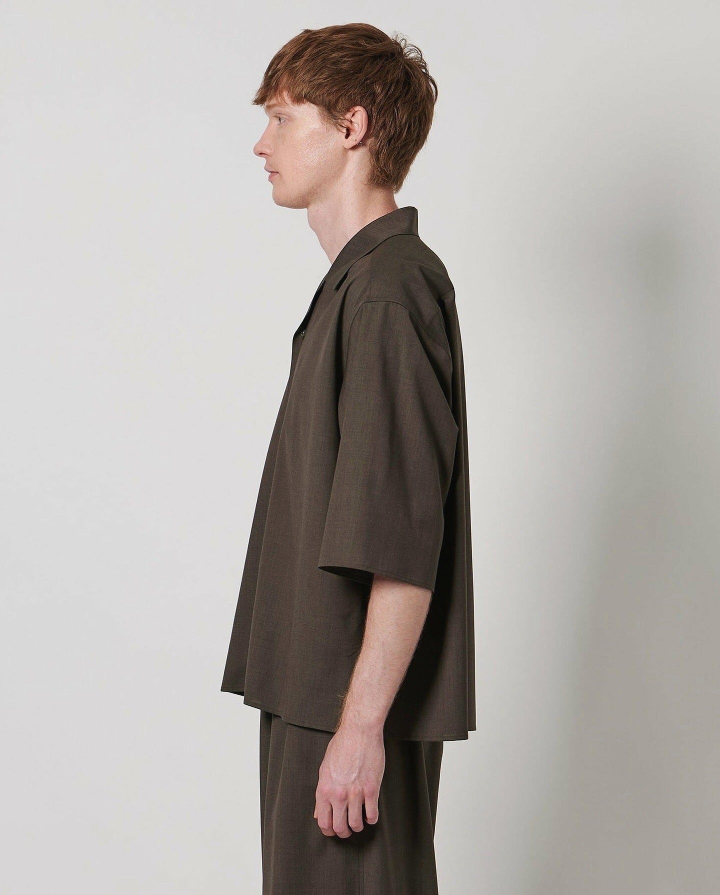 WOOL TROPICAL OPEN COLLAR SHIRT