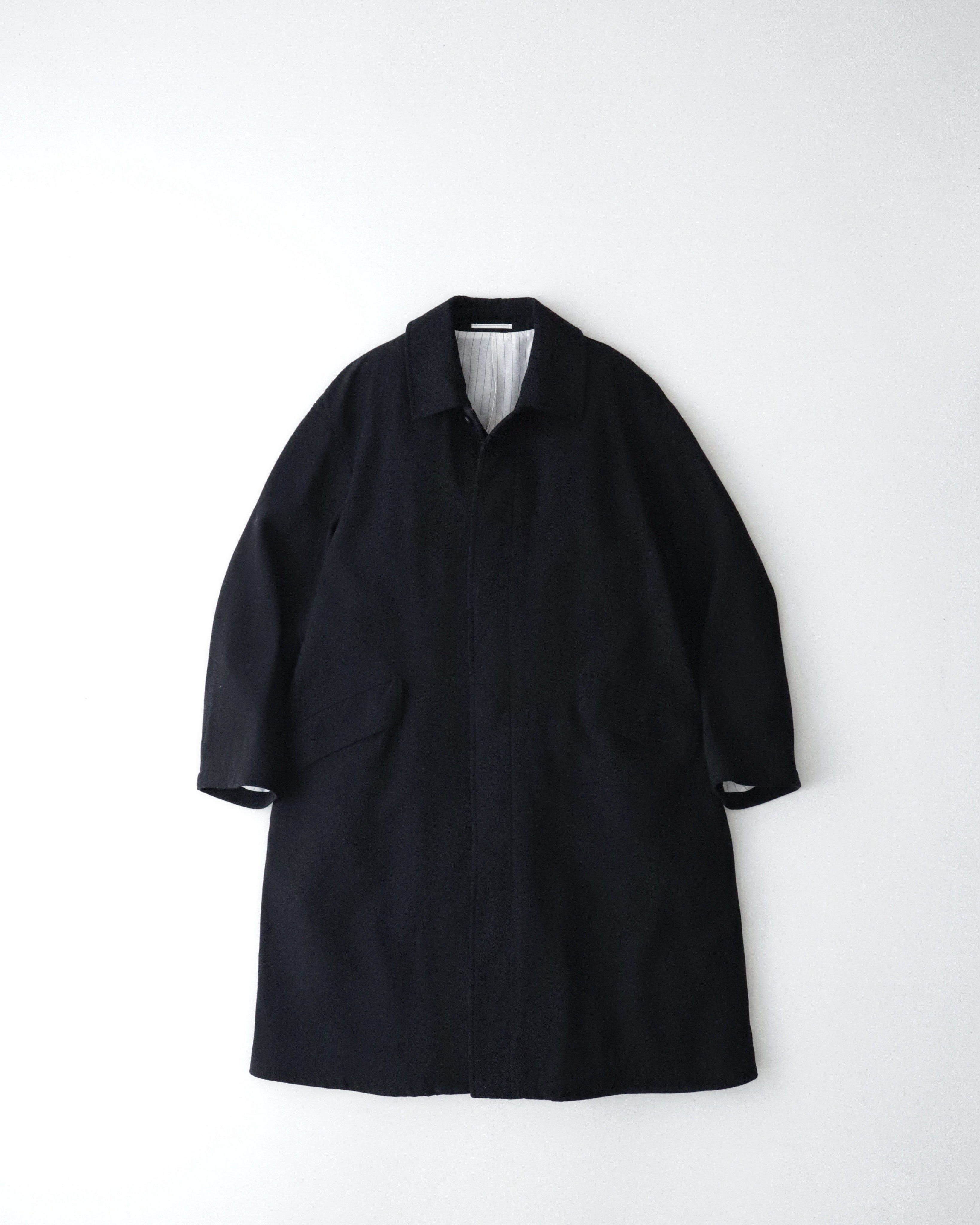 BACK SATIN GABARDINE BAL COLLAR COAT