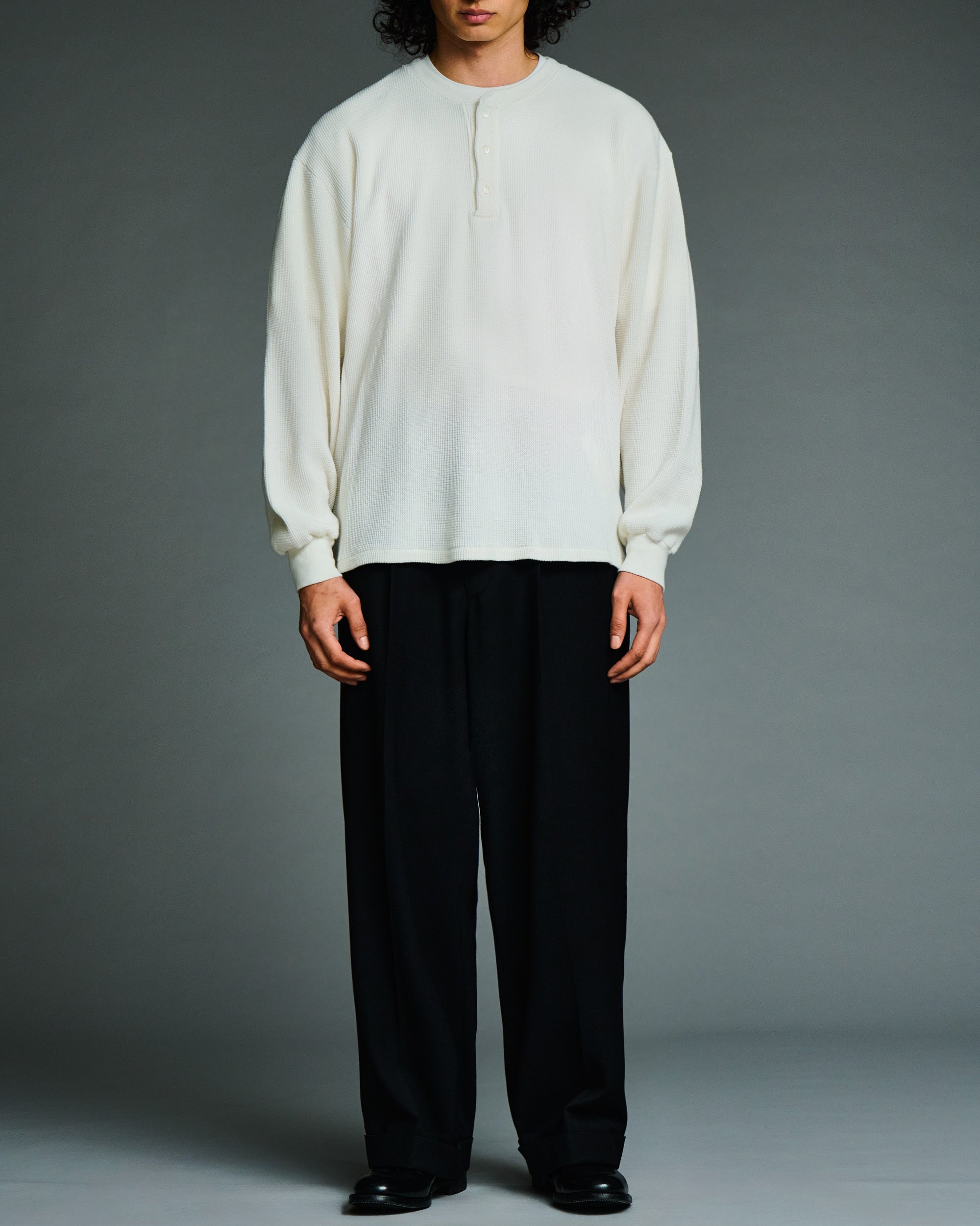 A.PRESSE CASHMERE BLEND WAFFLE L/S HENLEY NECK SHIRT – NCNR ONLINE 