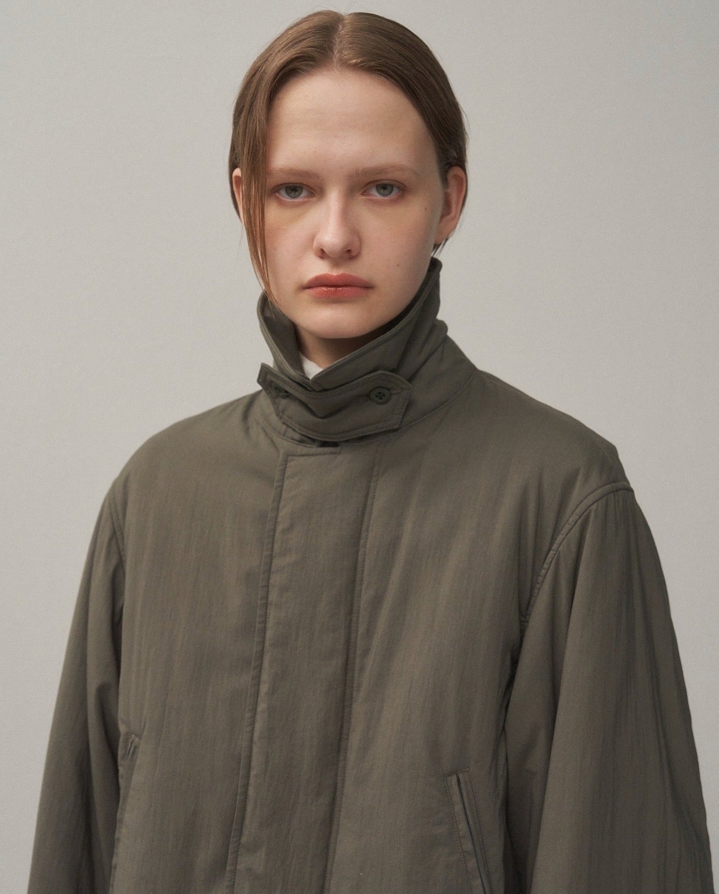 MAT AIRY NYLON WOOL PADDED HARRINGTON JACKET