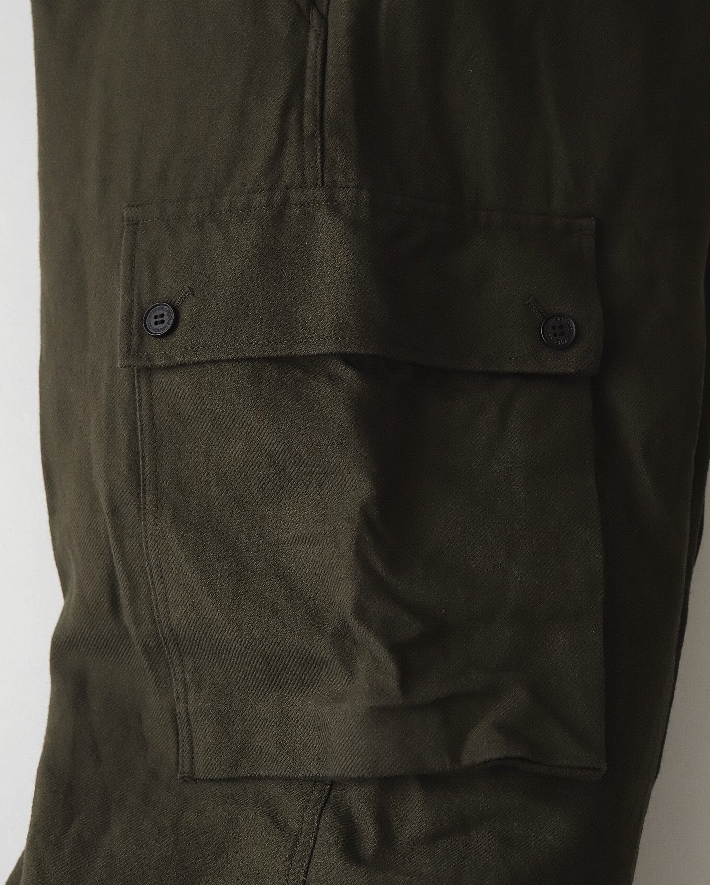 CARGO PANTS COTTON WOOL ARMY SERGE