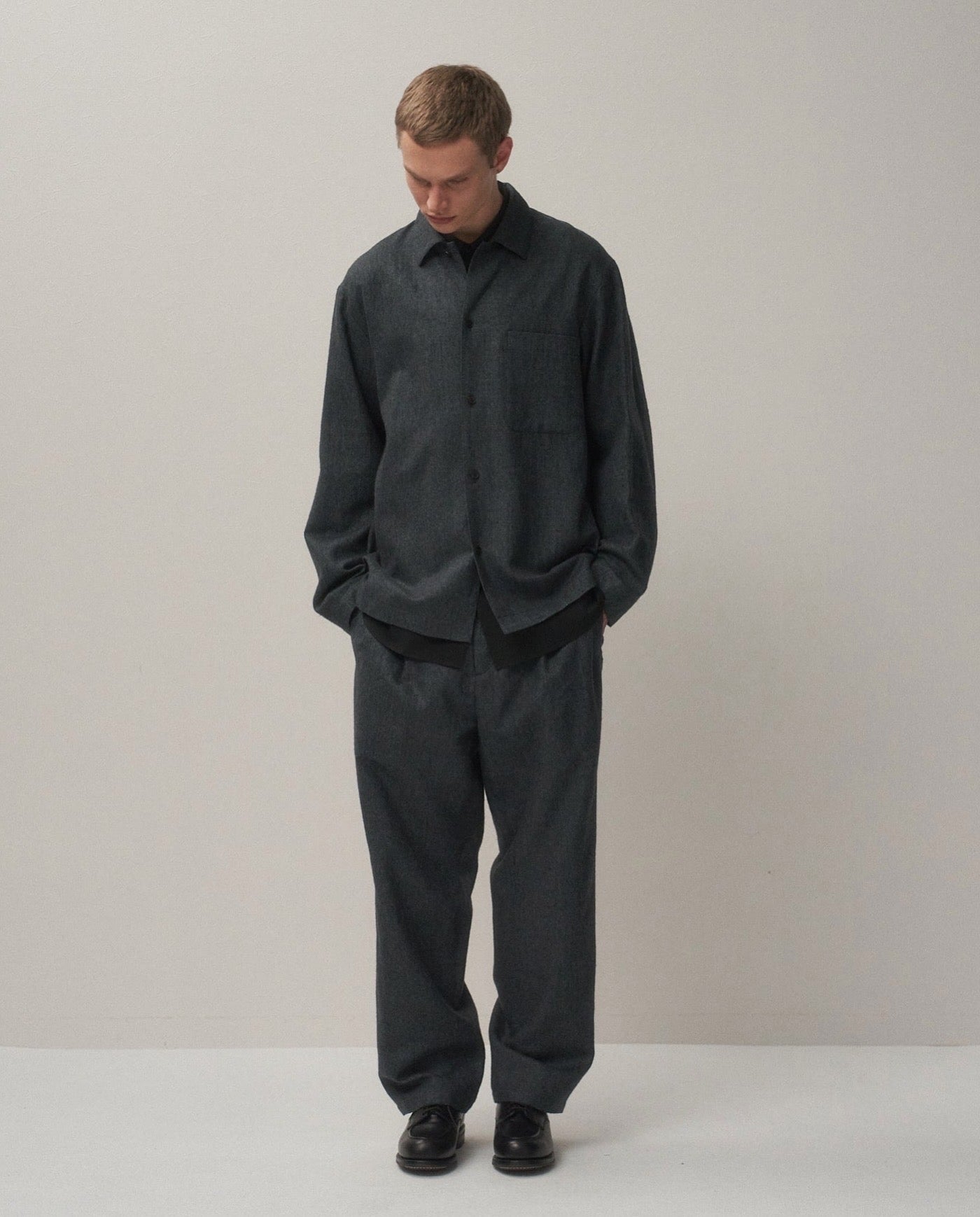 LINEN WOOL TWILL SHIRT JACKET