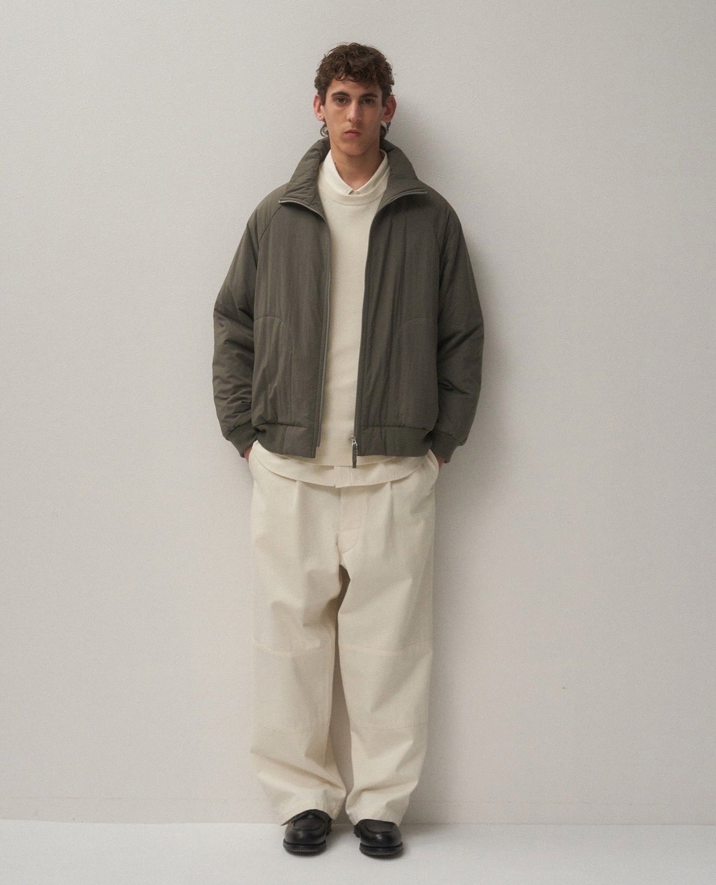 MAT AIRY NYLON WOOL PADDED STAND JACKET