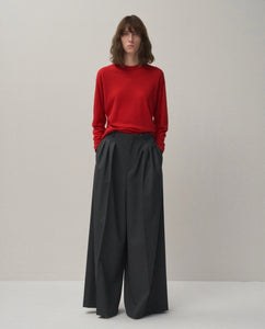 COMPACT WOOL 3TUCKED WIDE PANTS（WOMEN）