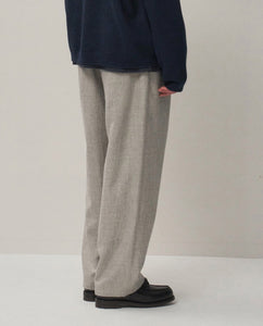 LINEN WOOL TWILL LOOSE FIT PANTS