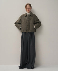 COMPACT WOOL 3TUCKED WIDE PANTS（WOMEN）