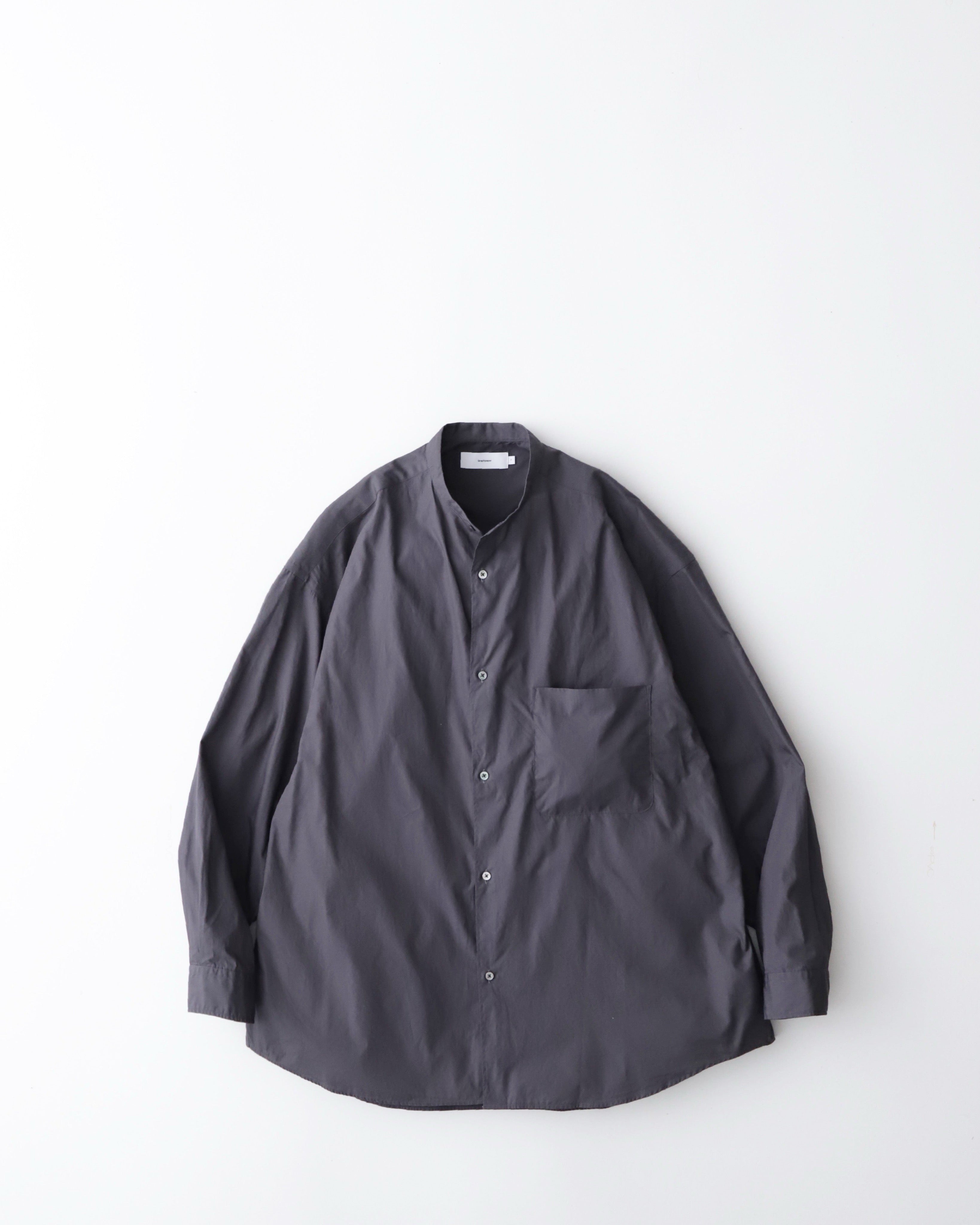 BROAD L/S OVERSIZED BAND COLLAR SHIRT