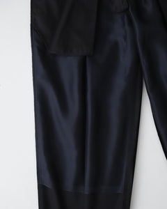 WOOLY COTTON TWILL WIDE TAPERED SLACKS