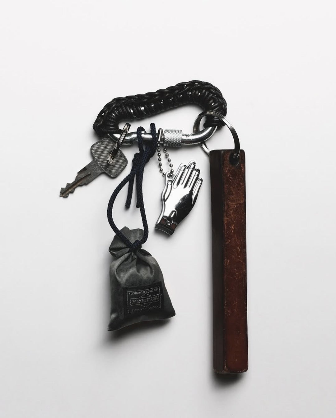 BLACK LEATHER CARABINER BY AURELIE MATHIGOT