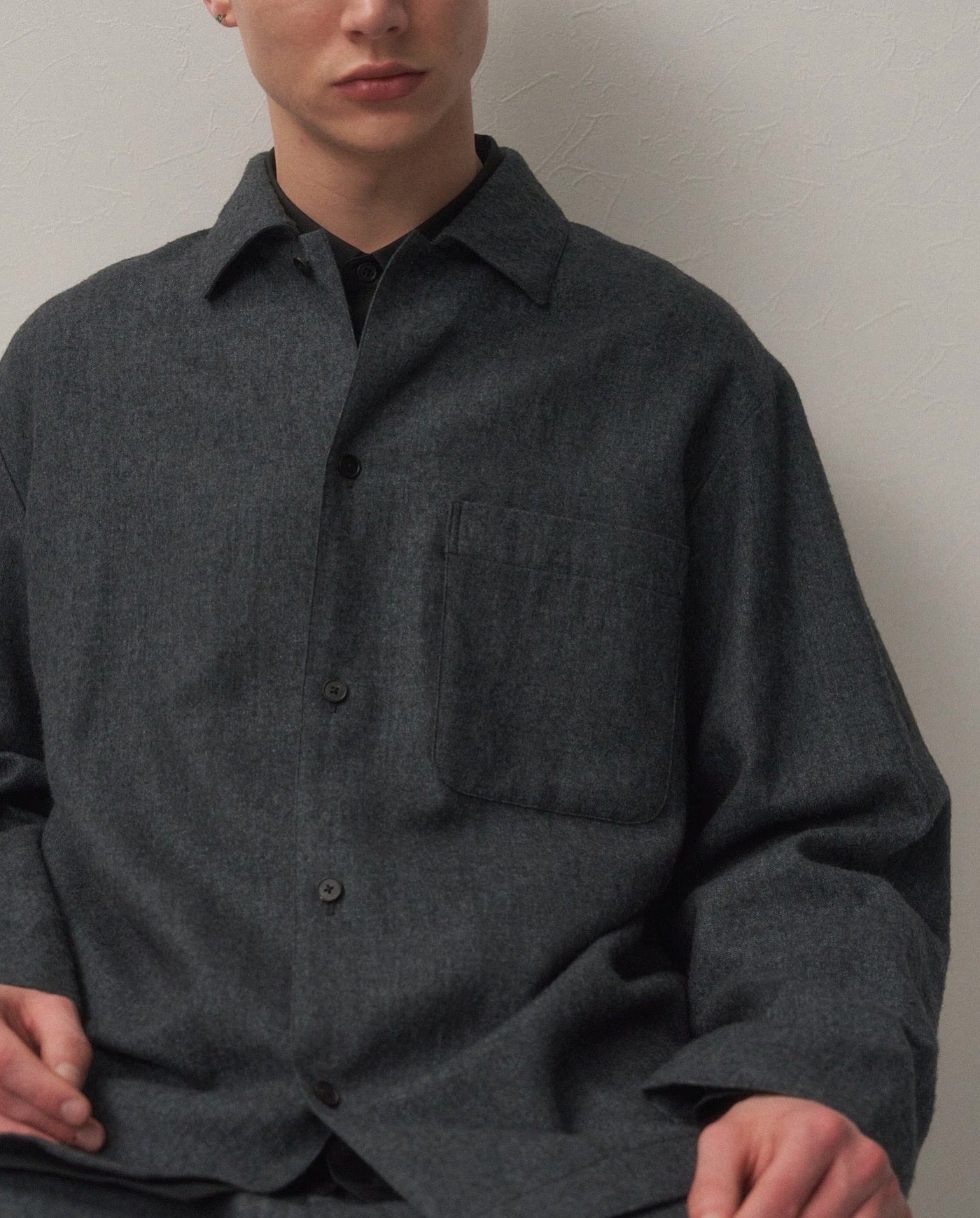 LINEN WOOL TWILL SHIRT JACKET