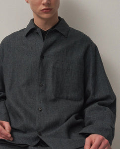 LINEN WOOL TWILL SHIRT JACKET