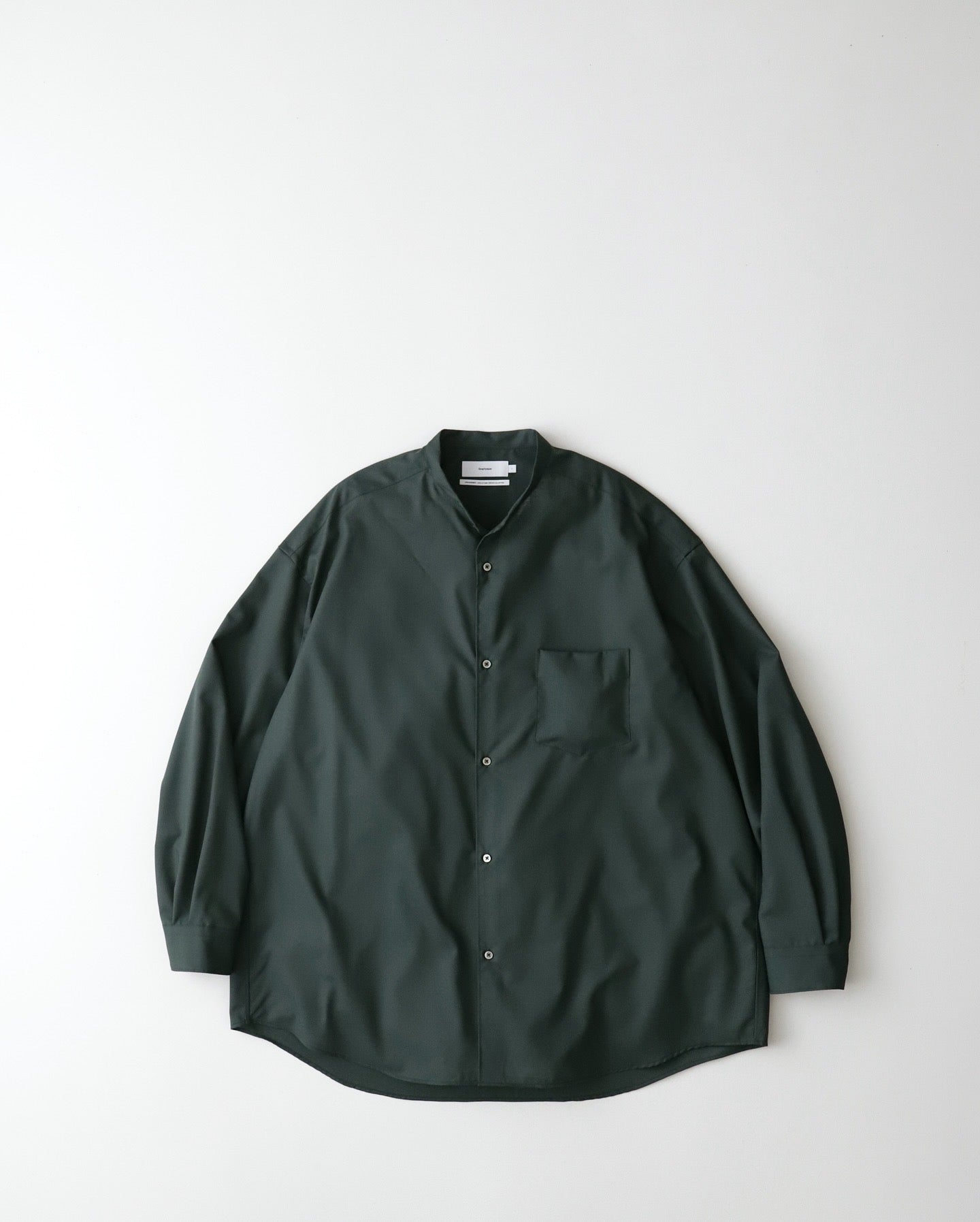 TECHNO WOOL TROPICAL OVERSIZED BAND COLLAR SHIRT
