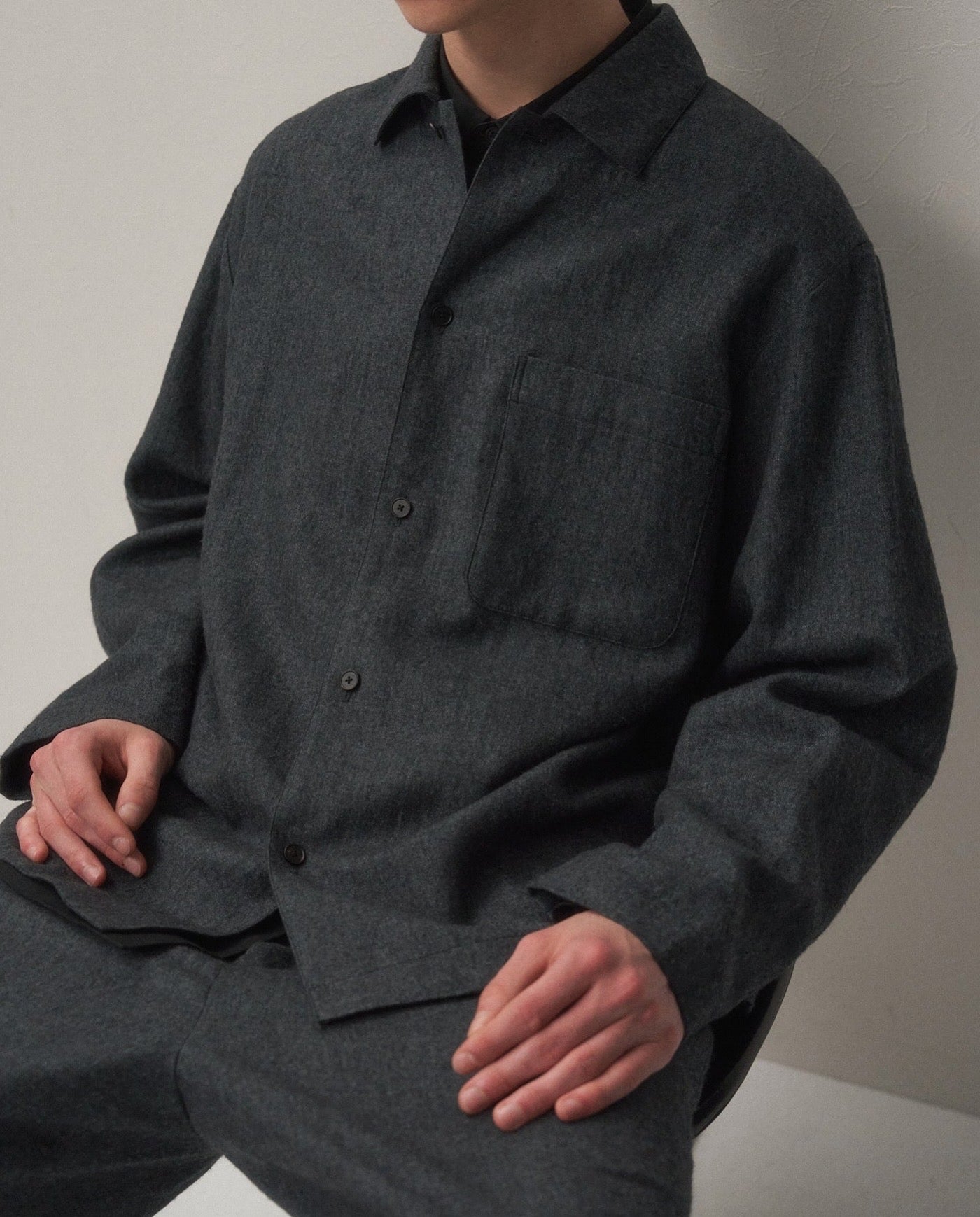 LINEN WOOL TWILL SHIRT JACKET