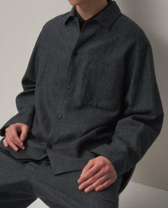 LINEN WOOL TWILL SHIRT JACKET