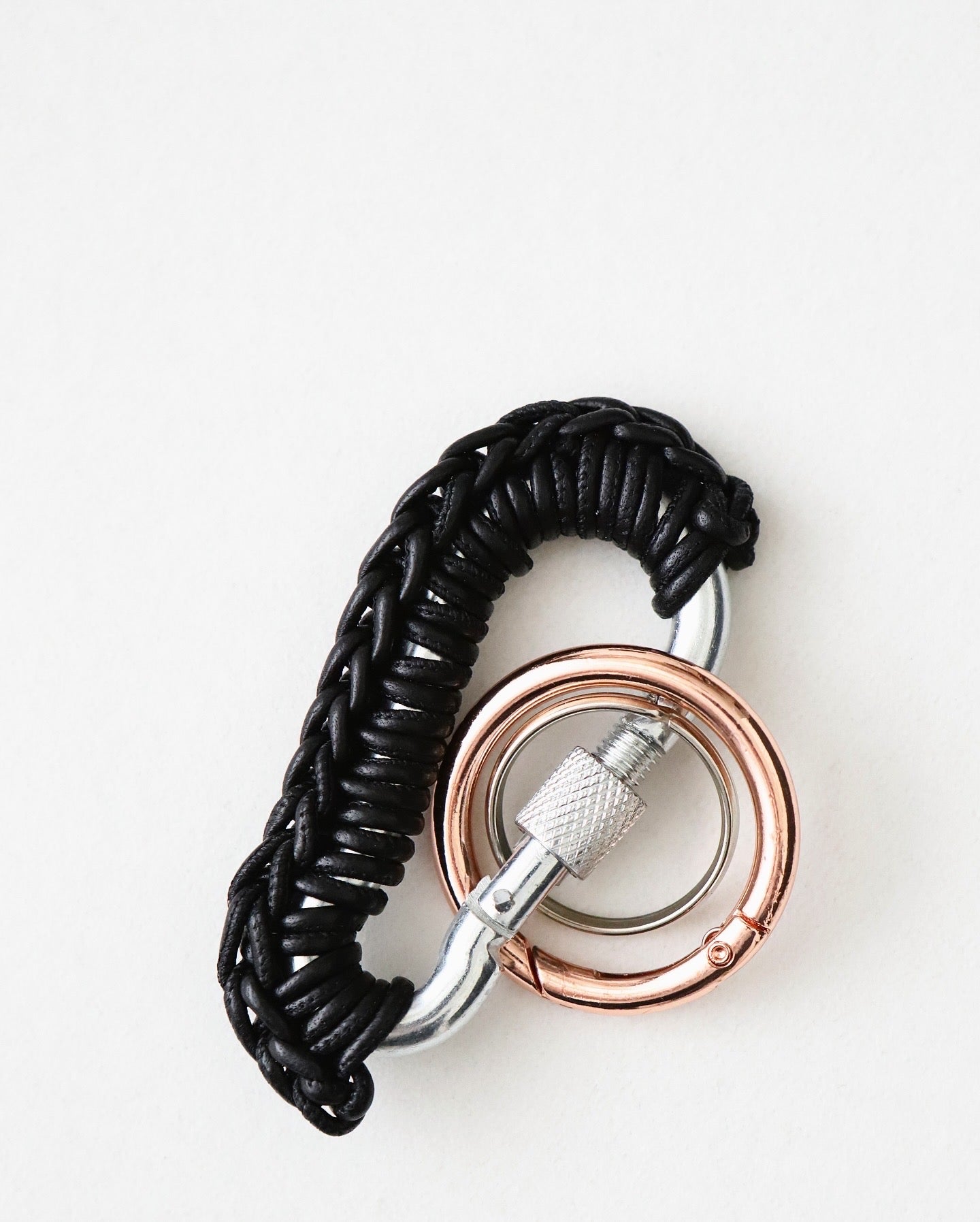 BLACK LEATHER CARABINER BY AURELIE MATHIGOT