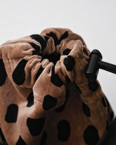 LEOPARD VELOUR DRAWSTRING BAG