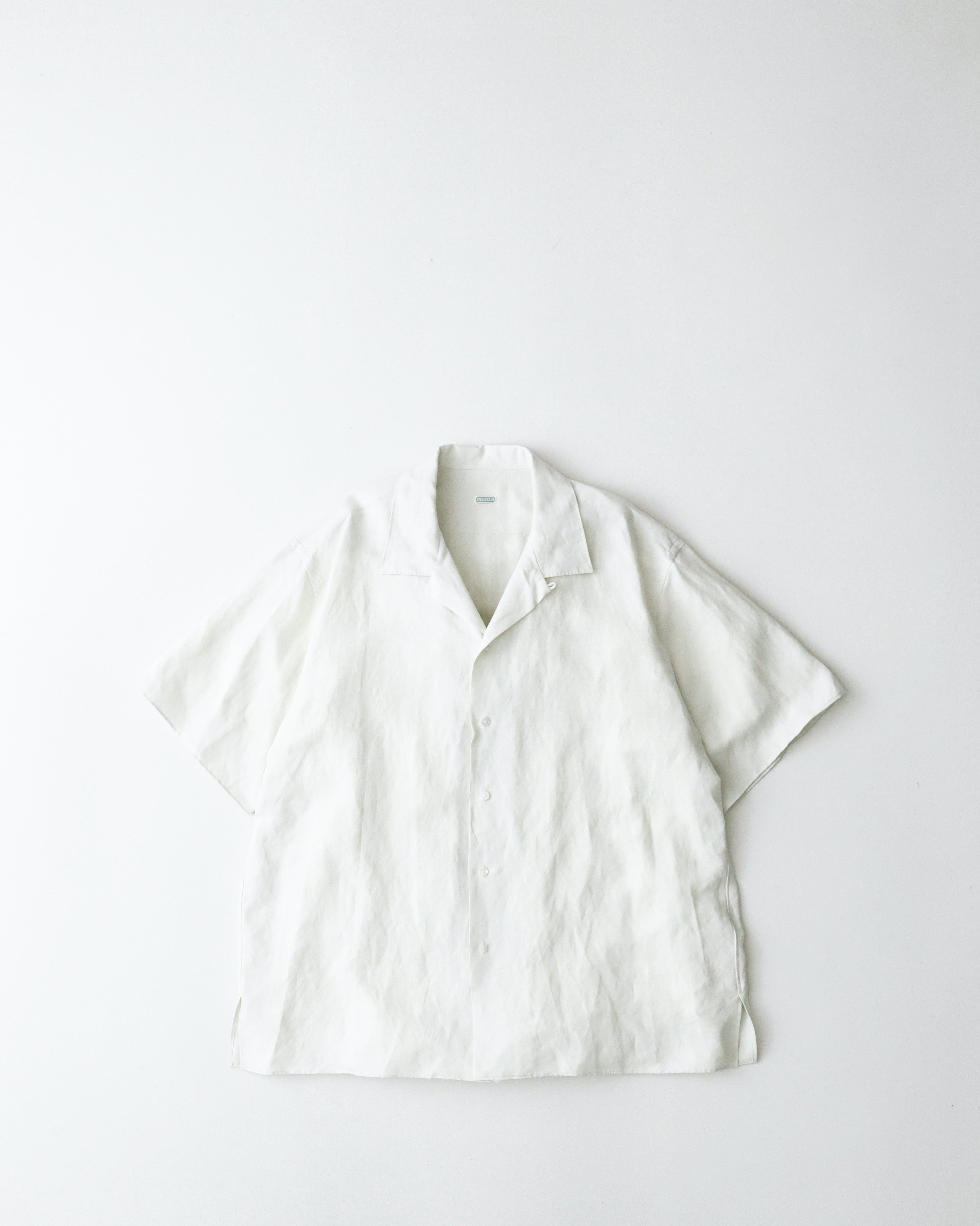 SILK LINEN OPEN COLLAR S/S SHIRT