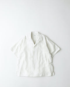 SILK LINEN OPEN COLLAR S/S SHIRT